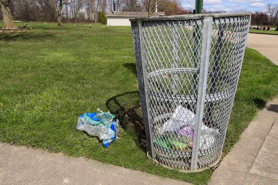 Cleaning Cemetery Grounds Avoiding Litter