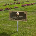 Temporary grave marker with the name picture and date of birth and death