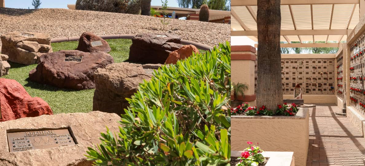 Two different examples of a cremation garden