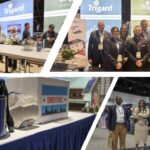 4 pictures showing different people at the 2025 NFDA Convention and Expo (at the booths and posing for pictures)