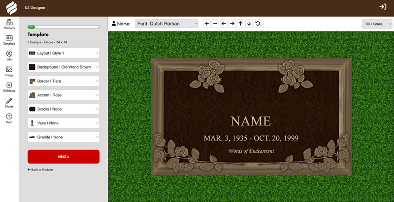 Online Grave Marker Designer