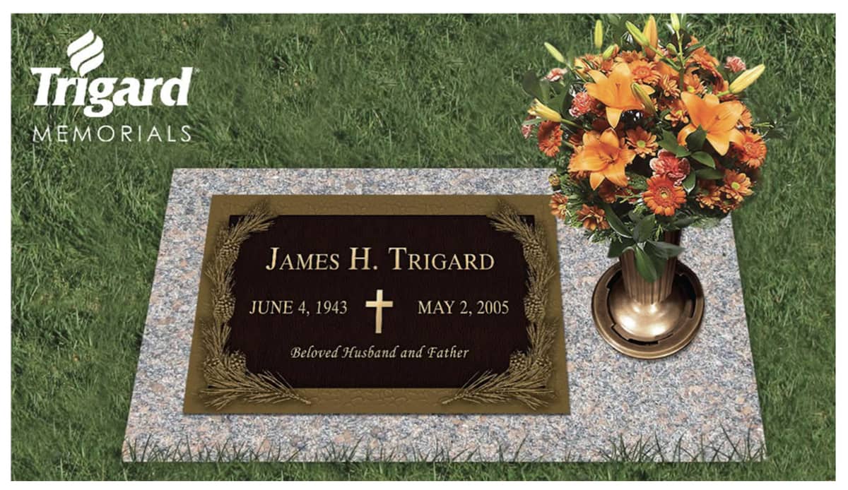 A grave marker that says James H. Trigard