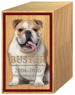 Wood Urn Pet Buster the Dog